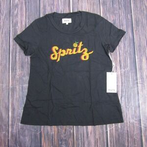 MATE Shirt Womens Small Black Spritz Graphic Tee Organic Cotton Crewneck NWT